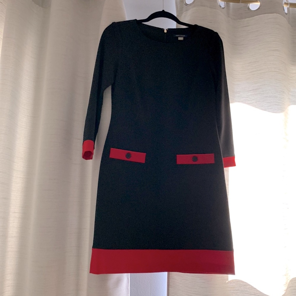 High quality black and red professional flattering dress knee length
